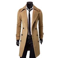 Moda marka jesienna kurtka długi płaszcz mężczyźni wysokiej jakości Slim Fit Solid Color mężczyźni płaszcz dwurzędowy kurtka M-4Xl 5